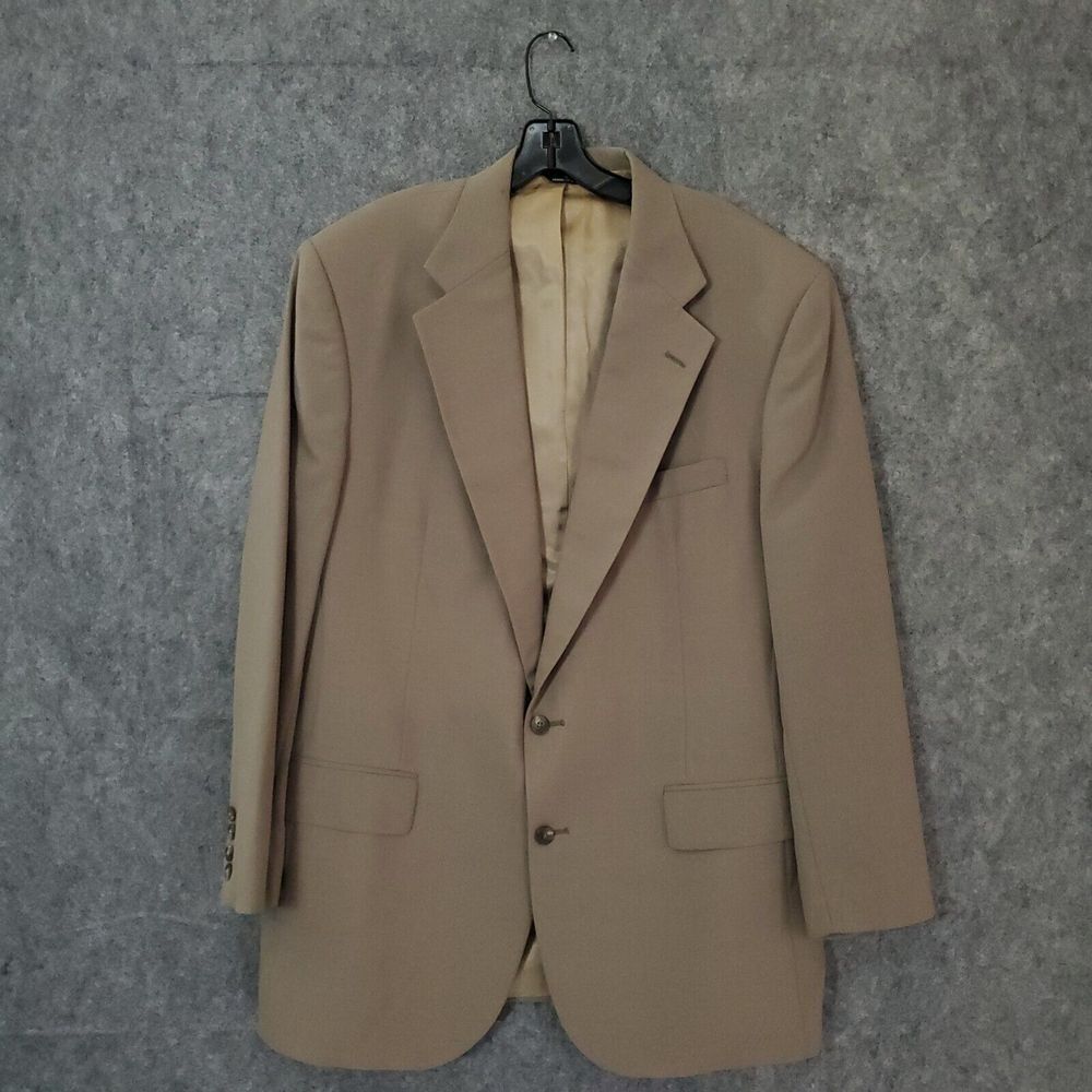 VTG Polo University Club Plaid Brown Windowpain Wool Blazer 46R Ralph Lauren